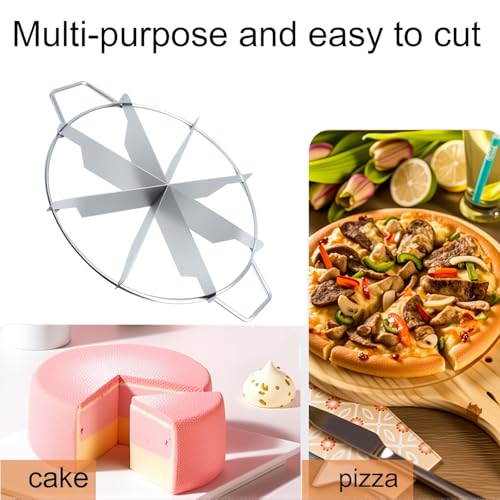 1Pcs Pie Cutter Press Stainless Steel Cake Cutter 8-Cut Cake Slicer for Even Slices with Side Handle
