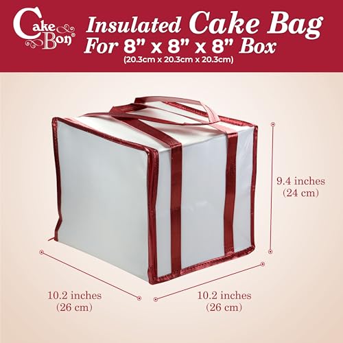 Cakebon 8" Insulated Cake Bag with Ice Pack Cooler Carrier 1Pack - size: 8 inch, style: White - 1 Pack