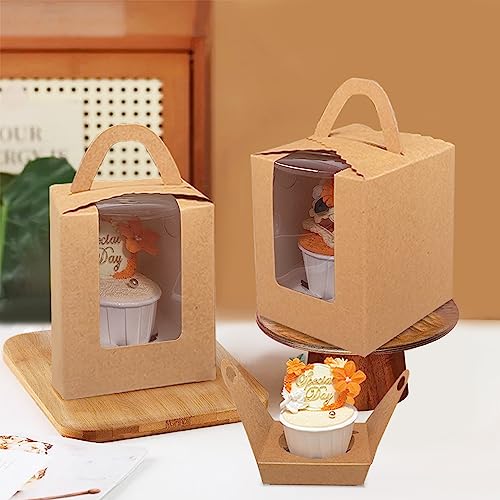 Bakepacker Auto-pop up Cupcake Boxes, Brown, 3.7 x 3.7 x 4.3 inch, 25 Count - color: Brown, size: 3.7x3.7x4.3inch/25packs