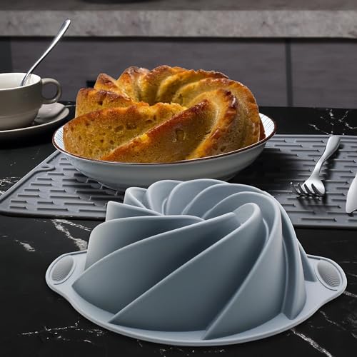 Tongjude 54 Pieces Silicone Baking Pans Set, 10 Silicone Cake Molds, Loaf Pan and Muffin Pans, Non-Stick Baking Cup, with Measuring Cups and Spoons Set, Grey - size: 54 Pcs Bakeware Sets