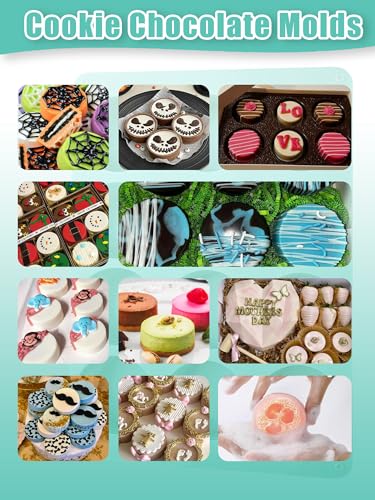 2 Pcs Chocolate Cookie Silicone Molds, 12-Cavity Round Silicone Mold, Baking Mold for Chocolate, Cookie, Candy, Mini Cake, Jelly, MuffinCakes - color: 2pc- 12 cup Blue+Green