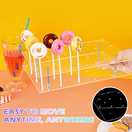 NiHome Rectangle Cake Pop Stand 24 Holes Acrylic Lollipop Holder Clear