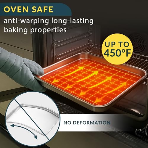 Stainless Steel Cookie Sheet Set of 2, 16" Baking Sheet Pans, Non-Stick - size: 16"x12" (2-Pack)
