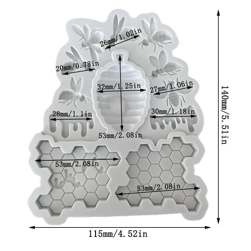 Cestony 12 Cavity Honeybee Honeycomb Bee Silicone Molds for DIY Cake Fondant Biscuit Cookies Soap Sugar Pudding Chocolate Hard Candies Dessert Candle Decor (5.51x4.52x0.51inch)
