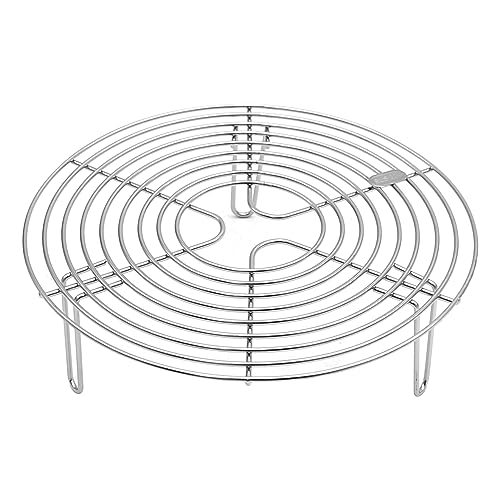 Round Steamer Rack and Cooling Rack,Stainless Steel Pot Trivet, Cooking Rack,Wire Steamer Kettle Rack Holder, Air Fryer Cooking Steamer Rack for Baking Canning Cooking Steaming, 9.5''X2.8''…
