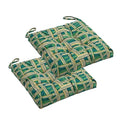 2-Pack Outdoor/Indoor Wicker Patio Seat Cushion Pad with Ties - Dining Chair Cushion, 17" x 17" (Green Plaid) - color: Green Plaid