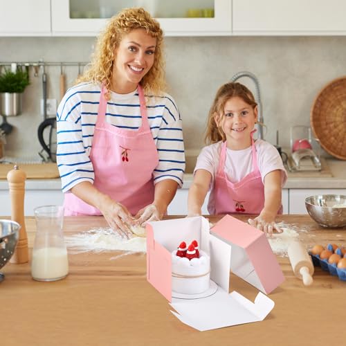 12Pcs 6x6x6 Inches Small Cake Boxes, Pink Square Bakery Boxes - color: Pink, size: 6x6x6inch