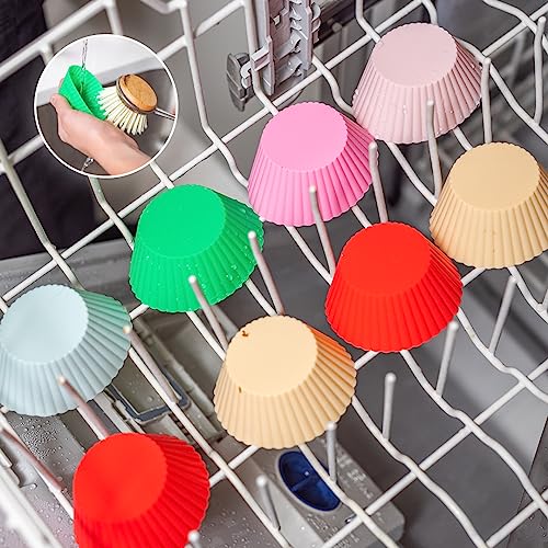 24 Pack Silicone Cupcake Baking Cups - Heavy Duty Cupcake Liners, Non-stick and Dishwasher Safe Silicone Baking Liners, Non-toxic Muffin Liners by Tacken