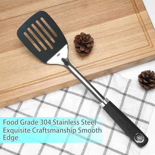 Stainless Steel Slotted Turner Spatula, Thin Edge Turner, Black - color: Z-Black Turner Spatula
