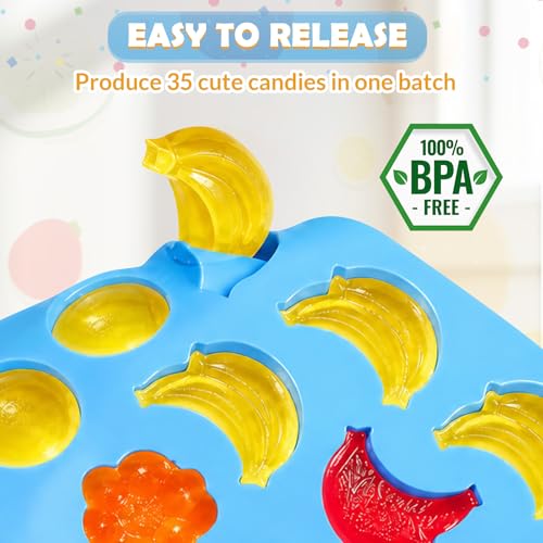 LUSHYUM 4PCS Large 5 ML Gummy Fruit Molds, 140 Total Cavities