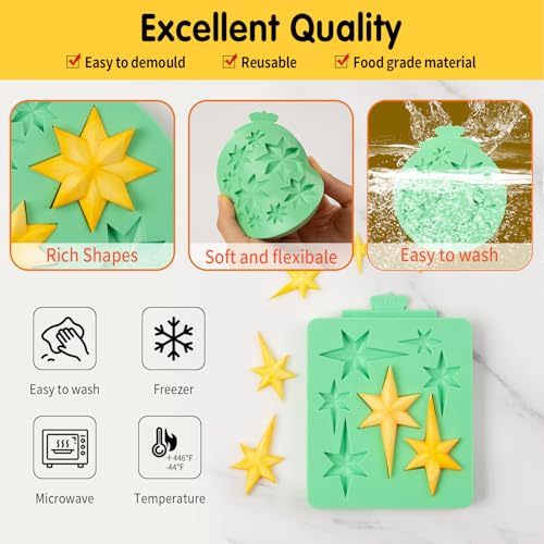 KALAIEN Star Molds Silicone, 2 Pcs Star Chocolate Mold - color: six/seven-pointed star