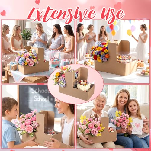 Qinyoung 12 Sets Wedding Cake Gift Boxes with Handles(Classic, Kraft Brown) - color: Kraft Brown