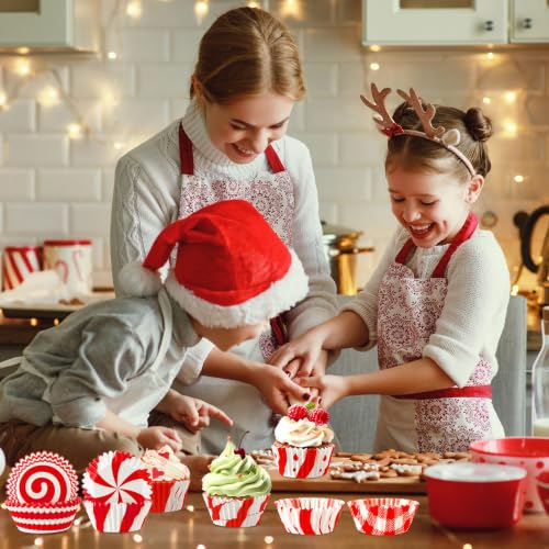 SANNIX 450 Pcs Christmas Cupcake Liners Red and White Xmas Baking Cups Set - style: Christmas Candy Cane