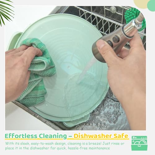 Cake Carrier with Lid and Handle, Ohuhu BPA-Free Cake Containers Cake Holder for 10 inch Cake with 2 Handle Cupcake Carrier - Plastic Cover Two Sided Base for Transport Pie Nut Fruit Mothers Day Gifts - color: Green