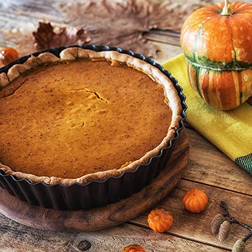 2 Pack 10 Inch Nonstick Tart Pan, Quiche Pan, Carbon Steel Deep-dish Pie Pan with Removable Loose Bottom Quiche Baking Dish - size: 10" x 2.2"