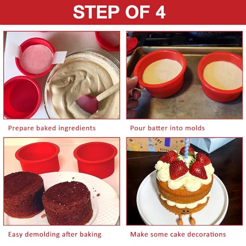 Alimat PluS 5 Pack 4 Inch Round Cake Pans with 100 Pcs Parchment Paper - size: 4 inches