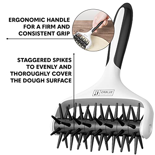 Orblue Pizza Dough Docker Pastry Roller with Spikes, Pizza Docking Tool for Home & Commercial Kitchen - Pizza Making Accessories that Prevent Dough from Blistering, Black - color: Black