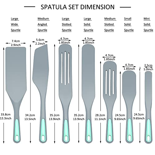 To encounter Silicone Spurtles Set, 7 Piece Nonstick Spurtle Kitchen Utensils, Silicone Spatula, Heat Resistant Spurtle for Salad Stir, Cake Make and Pan-Fried Steak