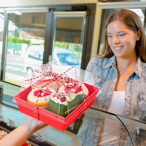 Jetec 150 Charcuterie Boxes with Clear Lids 4" Bakery, Red - color: Red