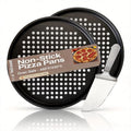 12-inch Perforated Oven Pizza Pan, Carbon Steel Perforated Pizza Tray and Cutter Set, Compatible with Breville Smart Ovens, Non-Stick Baking Pan, Home Pizza Oven Accessories - size: 12.4 inch with holes (2 pcs)
