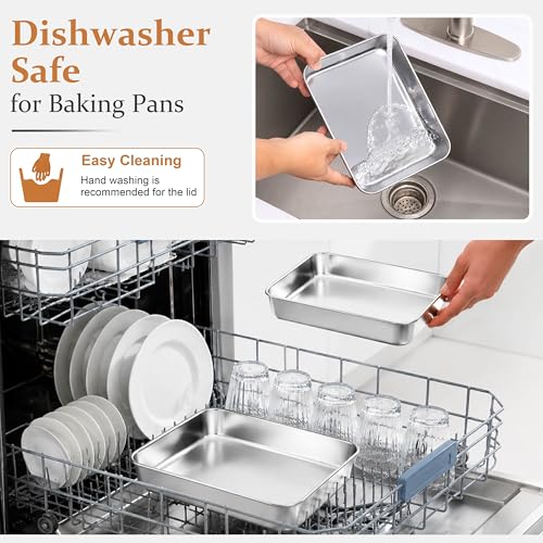LIANYU Baking Cake Pan with Lid, 9 x 7 Inch Rectangle Lasagna Pans Set of 2 - size: 9 x 6.7 Inch