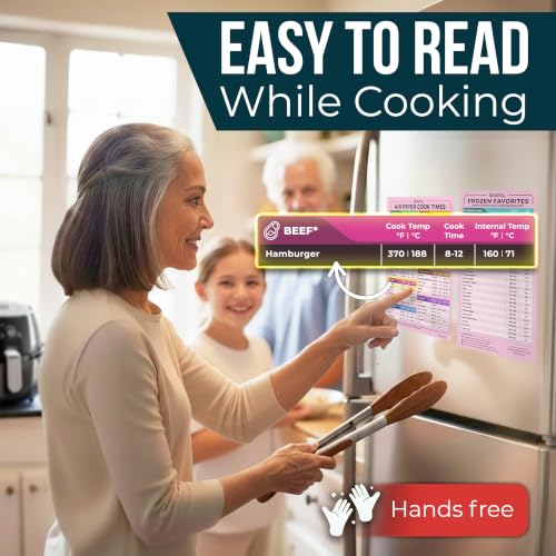 Air Fryer Cheat Sheet Set, AirFryer Cooking Guide Cook Time Chart - Pink - color: Pink