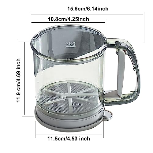 Flour Sifter for Baking, Handheld Fine Mesh Flour Sieve, Press Handle