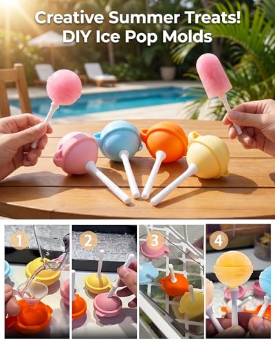 Silicone Lollipop Ice Cream Maker Molds, 4-Pack