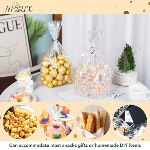 NPLUX Halloween Party Treat Bags, 50 Pack 7x12x3.15 in for Bakers - color: Clear-7×12×3.15 Inch-50
