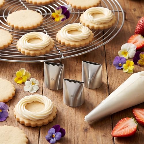 3 Pcs Frosting Piping Tips, Piping Tips for Cake Decorating, Stainless Steel Icing Pipings Nozzles, Cake Icing Nozzles Tip for Cupcakes, Cakes, Cookie and Decorating