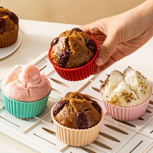 10 Pack Reusable Silicone Baking Cups - Nonstick Cupcake Liners & Stand-Alone Muffin Molds,10 Designer Colors