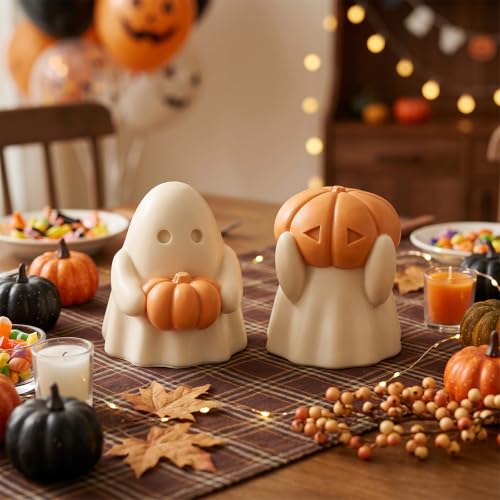 2 PCS Ghost Pumpkin Candle Molds Halloween Silicone Mold for Candle Making