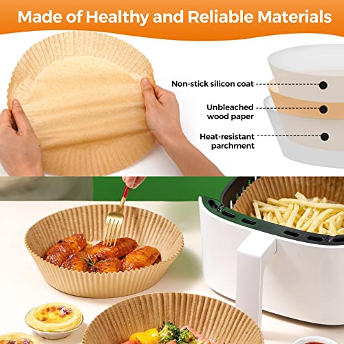 Air Fryer Liners Disposable, 100Pcs Parchment Paper 6.5" Round for 3-5QT - size: 6.5"Round