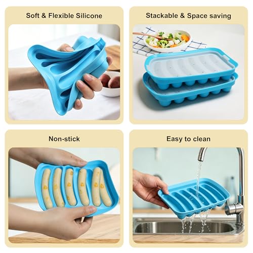 Silicone Baking Molds, Sausage-Shaped - color: Blue