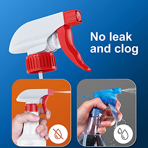 Veco Spray Bottle (2 Pack&2 extra Nozzle,16 Oz) with Measurements and Adjustable Nozzle, HDPE Plastic Spray Bottles for Cleaning Solution, Household/Commercial/Industrial Use, No Leak and Clog - size: 16 Ounces (Pack of 2)