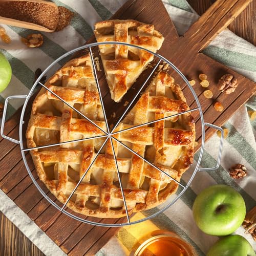 2 Pieces Pie Cutter Cake Marker Round 10.6 Inches Diameter Stainless Steel Cake Cutter Slicer Rust Proof, Divider with Side Handle Press for Commercial Home(8 Slice) - style: 8 Slice