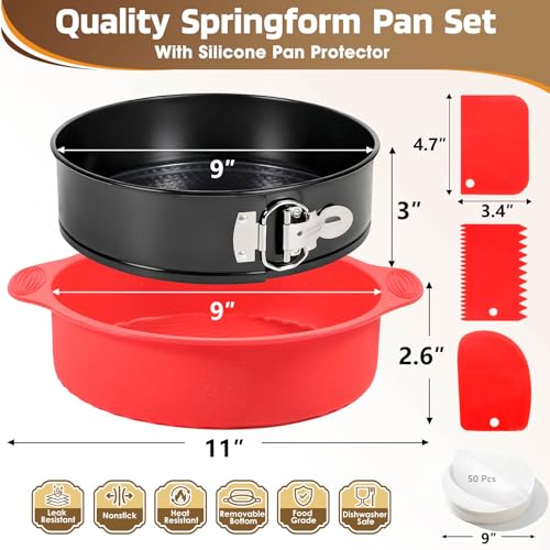 9 Inch Springform Pan Leakproof Nonstick Cheesecake Pan with Protector - size: 9 + 9.1 Inches