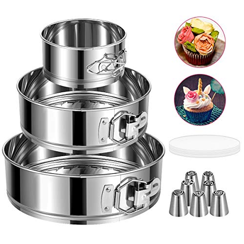 4/7/9-Inch Springform Pan Set, Removable Bottom, Stainless Steel - size: 4" 7" 9" Cake Pan