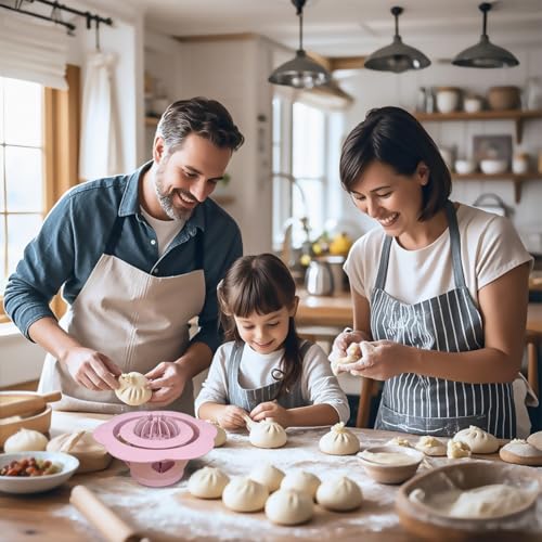 6.6'' Baozi Maker Machine,Food-Grade Material Big Dumpling Bao Bun Mold,Kid Easy To Use And Clean,Dumpling Crimper Maker Quick Made Pastry Pie Steam Bun Mold For Home Kitchen Beginner (Red) - color: Red