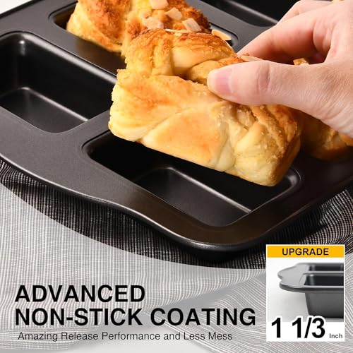 2 Pack Mini Loaf Baking Pans 8-Cavity, Nonstick Small Cornbread Pan, Tiny Banana Bread Pan Set, Heavy Duty Brownie TIn, Dark Grey - size: 2 Mini Loaf Pans