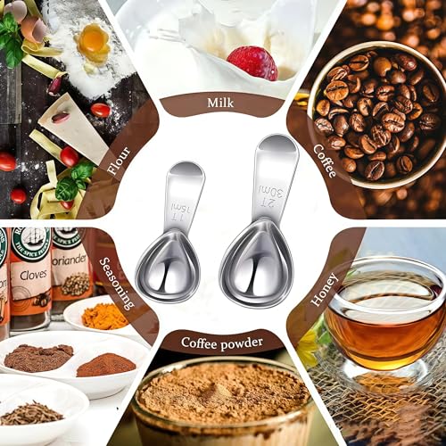 Coffee Spoons Stainless Steel Coffee Spoon Short Handle, 1 and 2 Tbsp Spoon - color: Silver Short