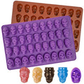 Webake Mini Skull Candy Mold with 4 Different Shapes, 36-Cavity Halloween Skull Silicone Chocolate Candy Mold for Gummy, Chocolate, Candy, Jello, Cupcake Decoration（2PCS）