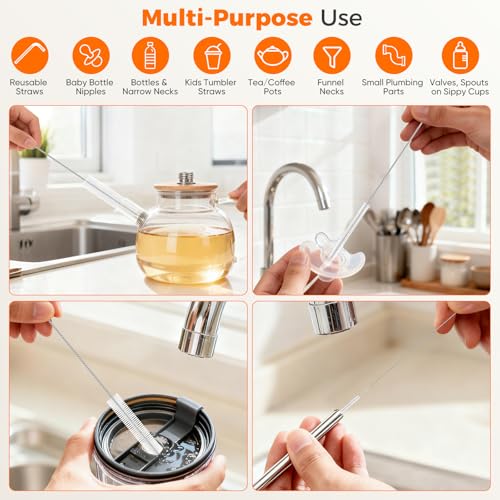 Long Straw Cleaner Brush Set, 8.7 Inch Cleaning Brushes, 10 Pack