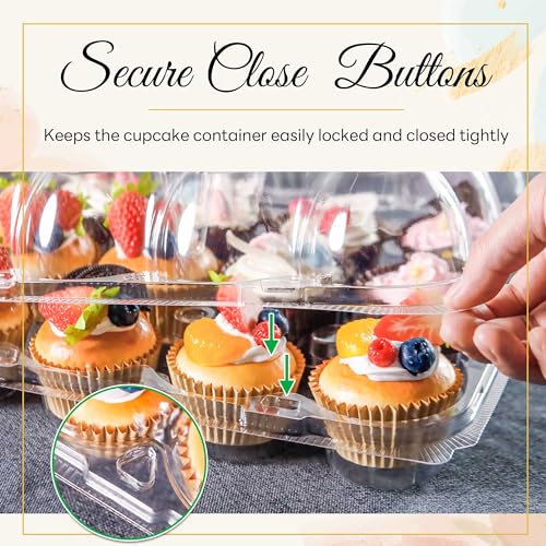 NPLUX 12 Count Cupcake Containers 6 Pack Clear Plastic Cupcake Boxes