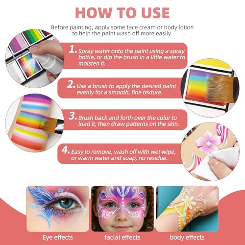 WUO Professional Face Painting Kit for Kids, 12x10g Split Cake Palette - color: Classic