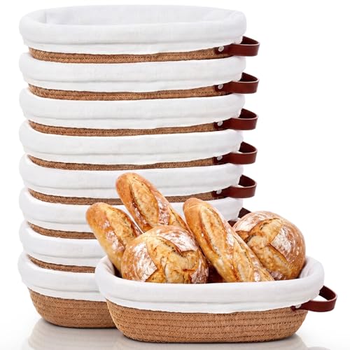 Hushee 8 Pack 10'' Oval Banneton Bread Proofing Basket for Bakers