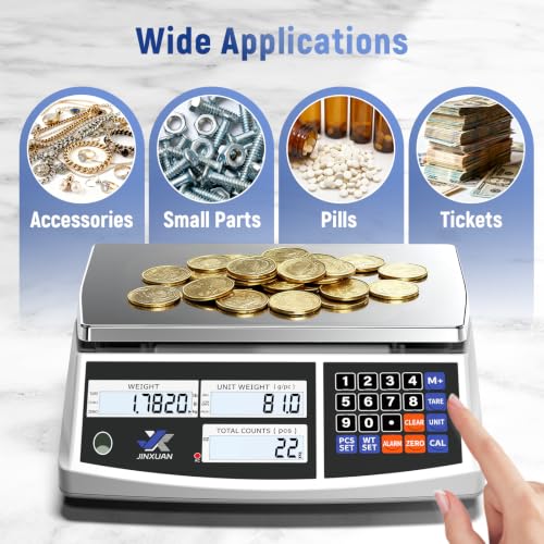 Industrial Price Counting Scale, 22lb/10kg x 0.1g Digital Bench Scale Inventory Scale for Small Parts Coin Scale, lb/g/kg/oz Units Electronic Gram Scale with LCD Backlit Display Large Platform - style: 10kg x 0.1g