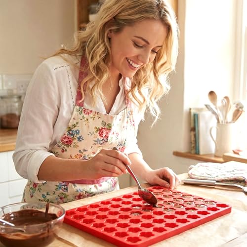 Flower Candy Molds 70 Cavity Silicone Chocolate Molds with Scraper