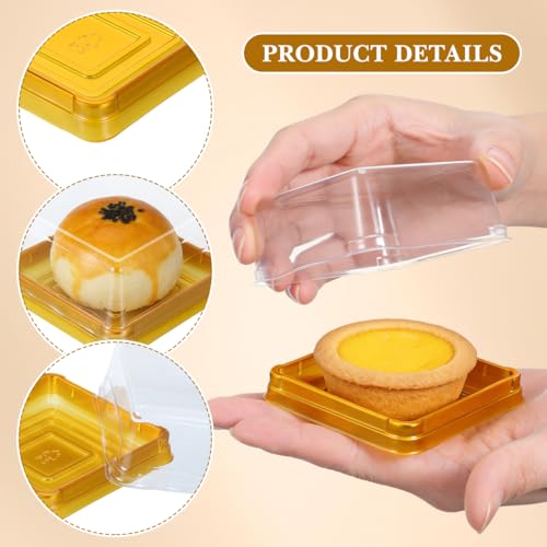 DOITOOL 100 Pcs 3 Inch Mini Cake Containers with Clear Lids - color: Golden(L)
