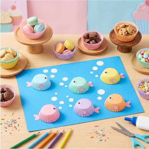 600 Pcs Mini Muffin Liners 1Inch Cupcake Liners for Baking (12 Colors)